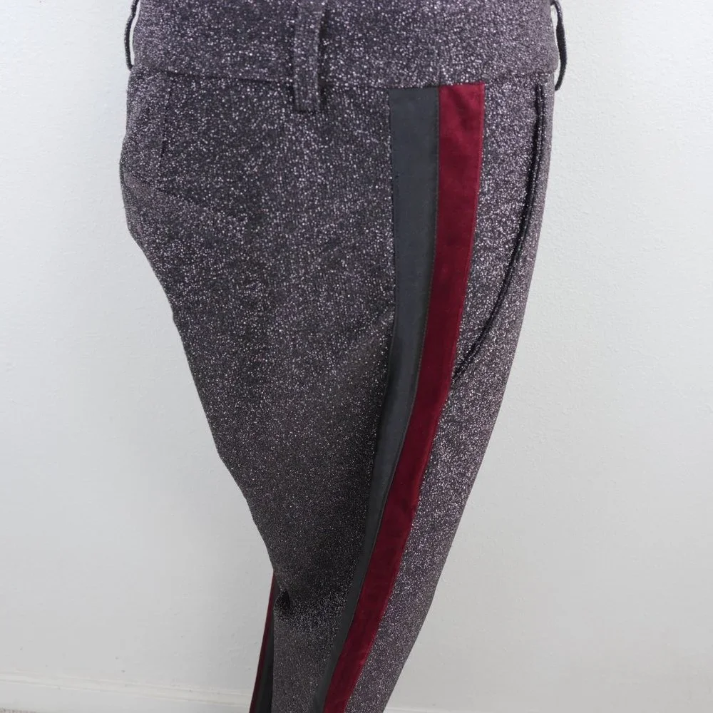 Scotch & Soda Black Red Wine Side Stripe Metallic Glitter Low Rise Size SZ Pant - Picture 11 of 16